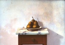 1976 Tafeltje met 3 peren op een bord