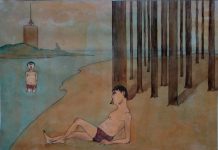 Baders aan het meer 32 x 44